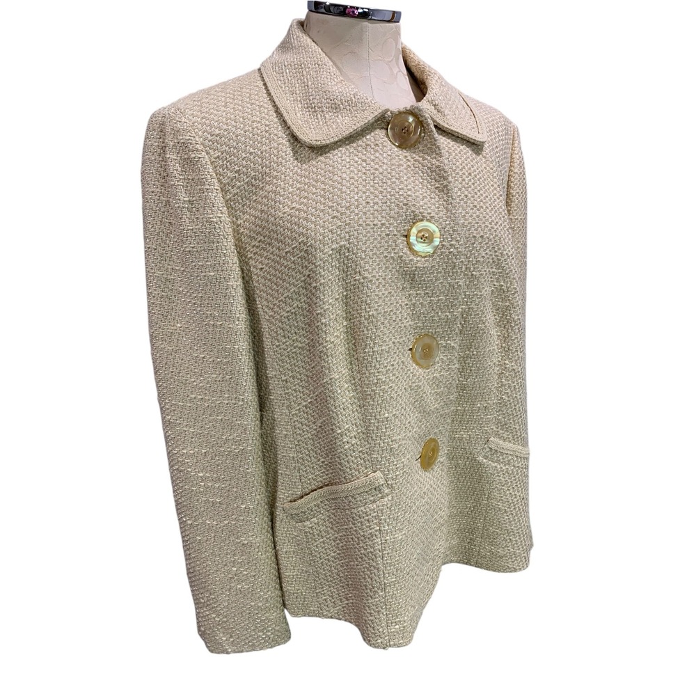 Size 14W Talbots Woman Tan Tweed Vintage Jacket Blazer